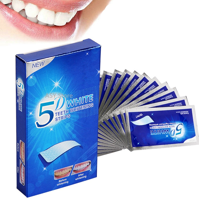 5D Gel Teeth Whitening Strips White Tooth Dental kit Oral Hygiene Care Strip for false Teeth Veneers Dentist seks Whiten gel